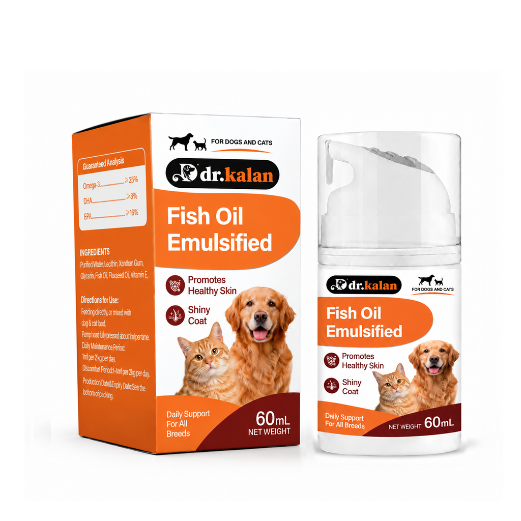 Dr. Kalan Fish Oil Emulsified Liquid for Dogs & Cats, 60 mL Metered Pump Bottle