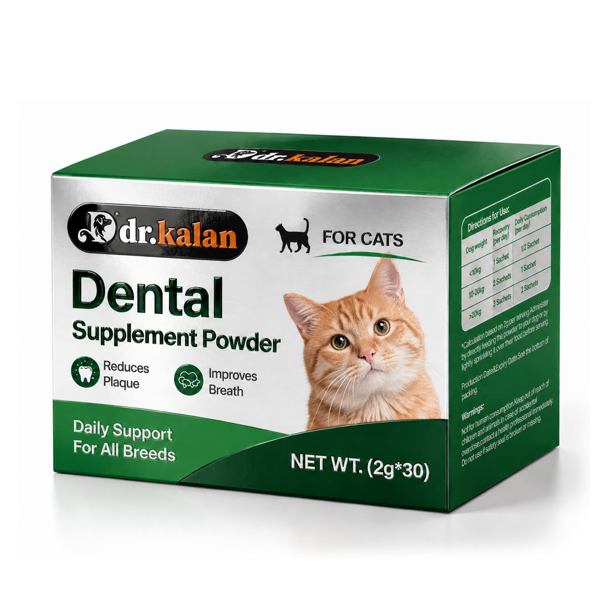 Dr. Kalan Dental Supplement Powder for Cats, 30 Sachets × 2 g
