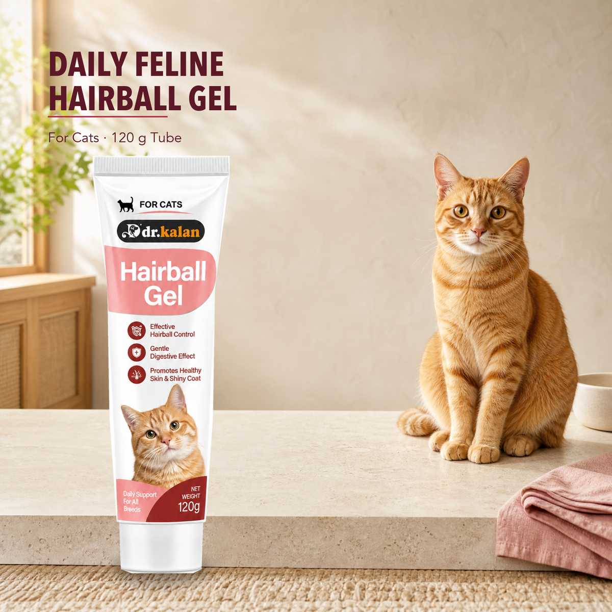 Dr. Kalan Hairball Relief Gel for Cats, 120 g Tube